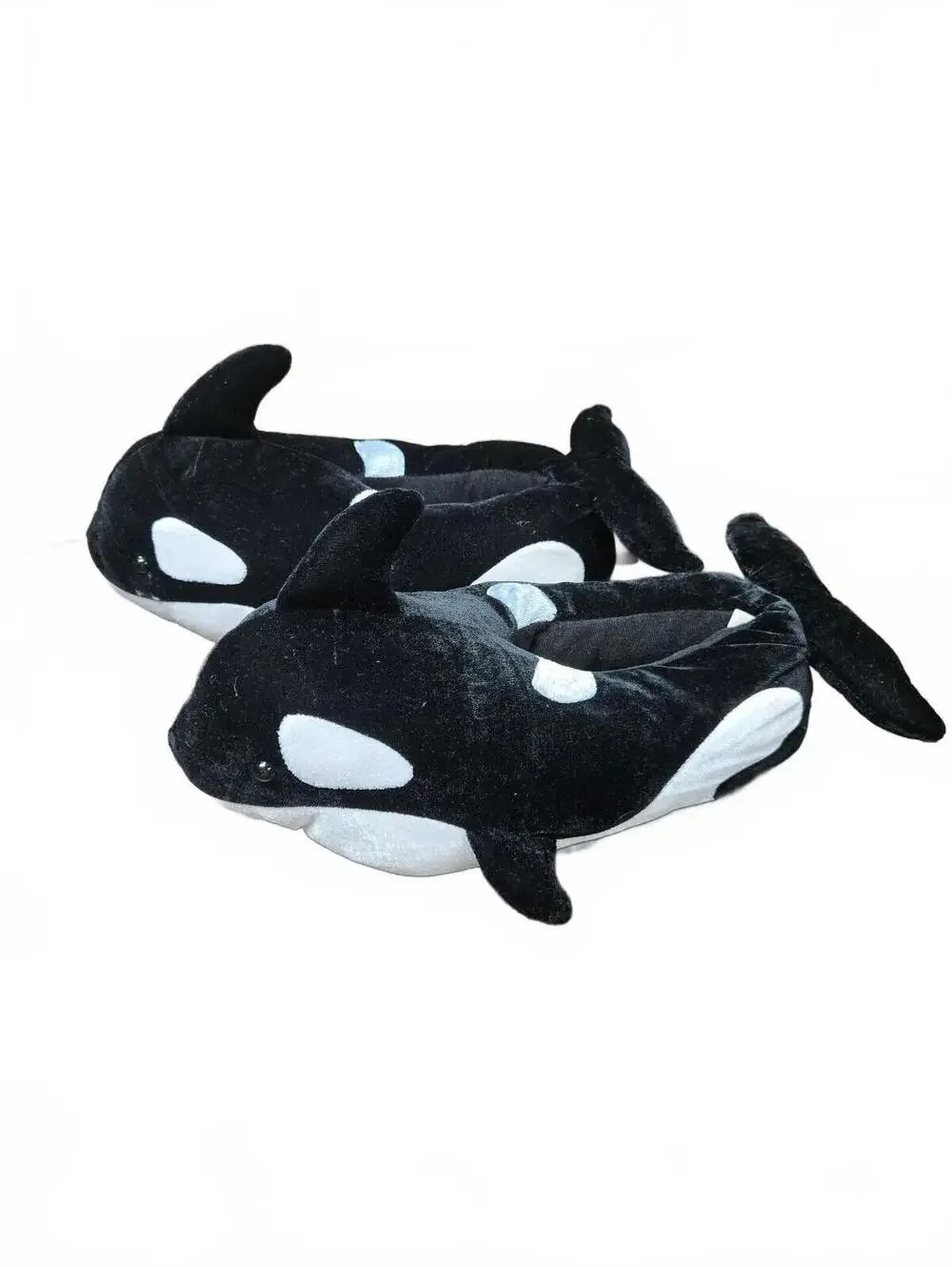 SeaWorld Adult L/XL Orca Whale Plush Slippers
